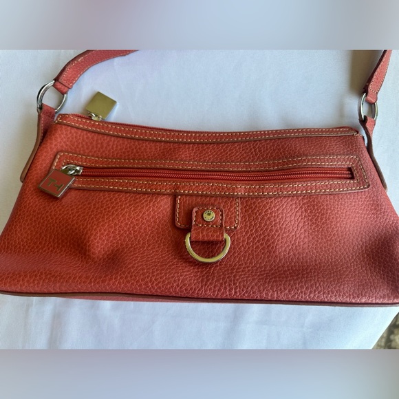 Tommy Hilfiger Leather Orange Shoulder Bag 12”x6” - Picture 2 of 13